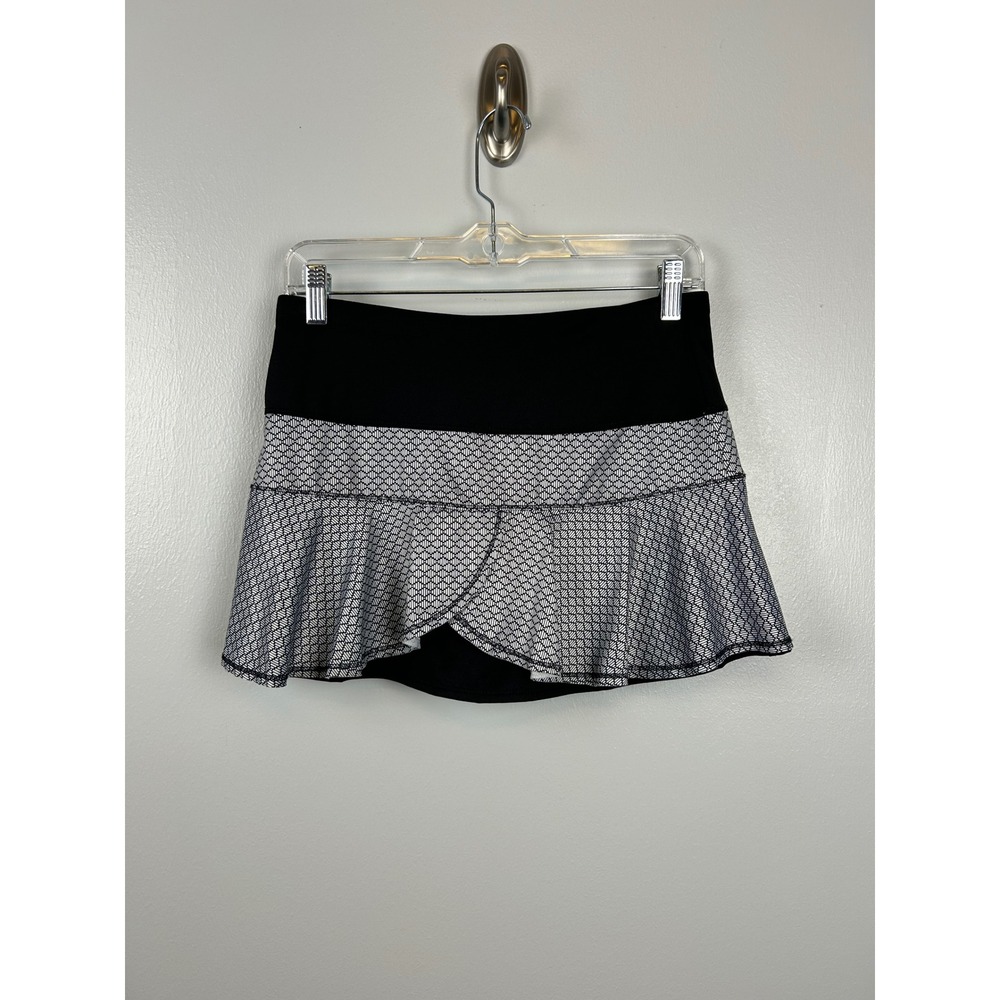 Lucky in Love Tennis Skirt Small Black White Skort Pleated Athletic‎ Pickleball